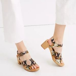 Madewell The Johanna Crisscross Clog Sandal in Snake Embossed Leather Size 8
